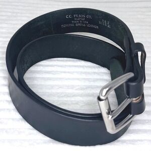 CC Filson Size 32 Bridle Leather Belt 1.25" Black Stainless Buckle Style #202